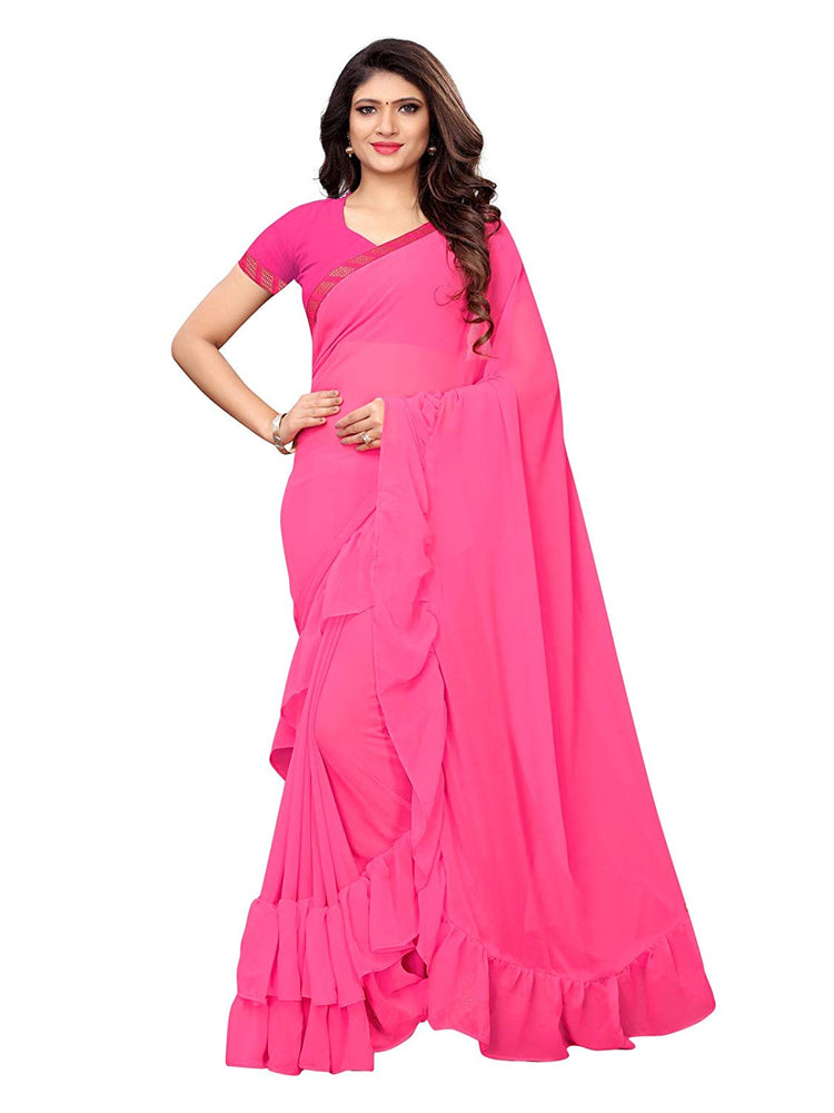 Pink Color Georgette Saree only in Bigswipe