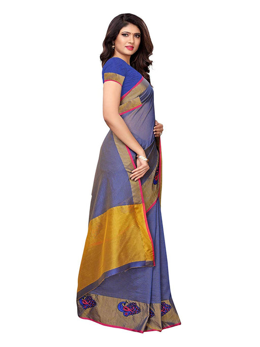 Navy Blue Color Cotton Silk Saree only in Bigswipe