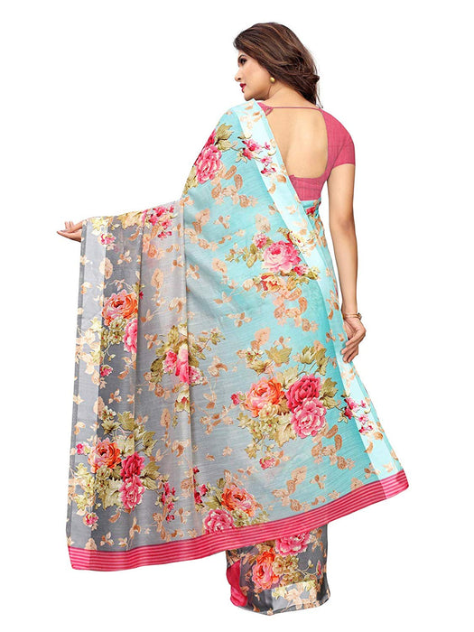 Blue, Grey,  Multi Color Cotton Silk Saree only in Bigswipe