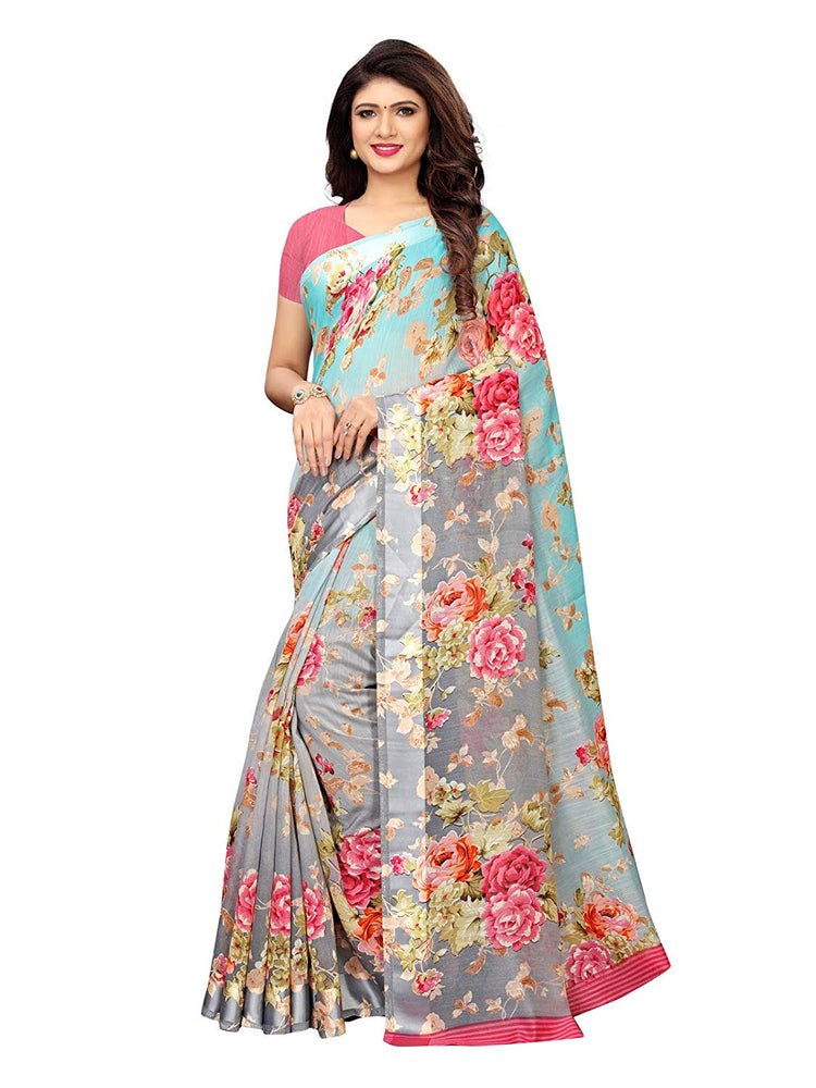 Blue, Grey,  Multi Color Cotton Silk Saree only in Bigswipe