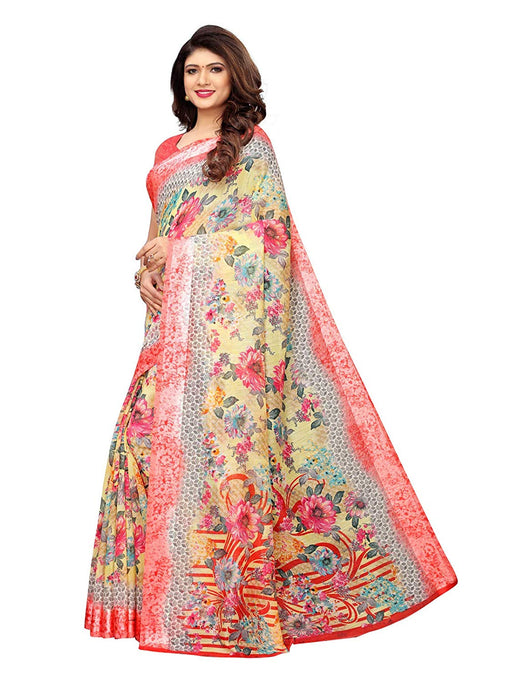 Beige, Multi Color Cotton Silk Saree only in Bigswipe