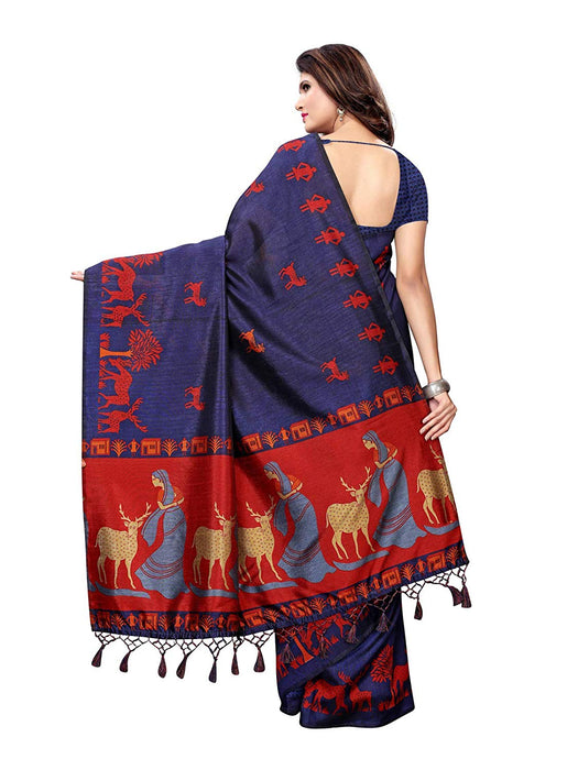 Navy Blue, Maroon Color Art Silk Saree only in Bigswipe