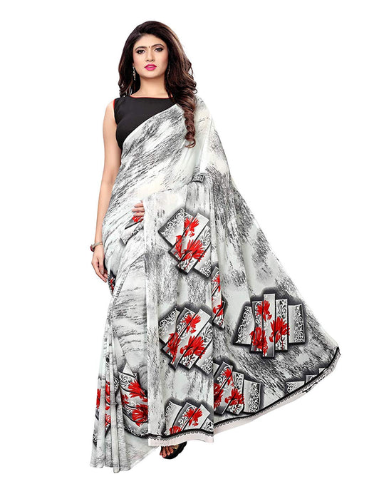 Off White, Multi Color Georgette Saree only in Bigswipe