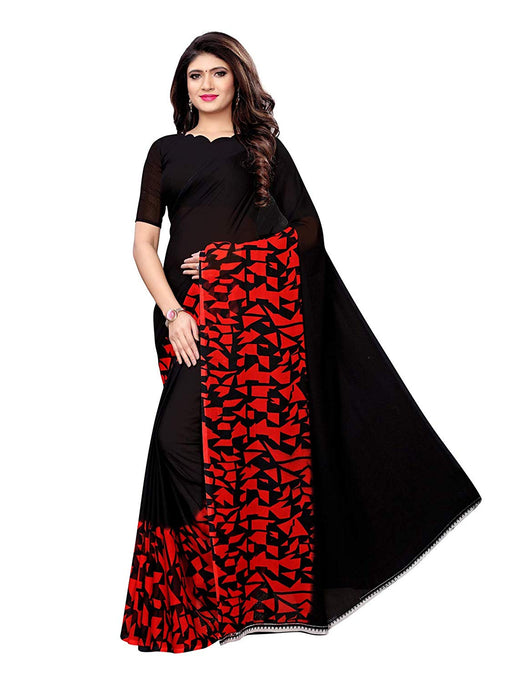 Black, Red Color Georgette Saree only in Bigswipe