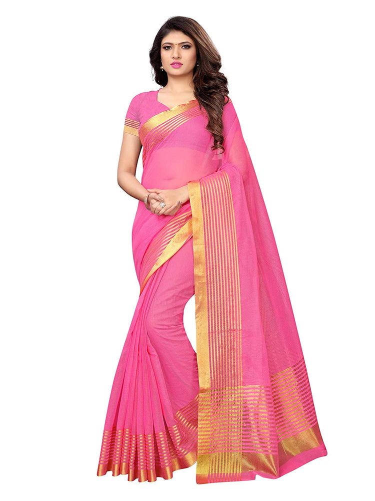 Pink Color Cotton Silk Saree only in Bigswipe