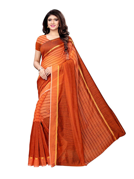 Orange Color Cotton Silk Saree only in Bigswipe