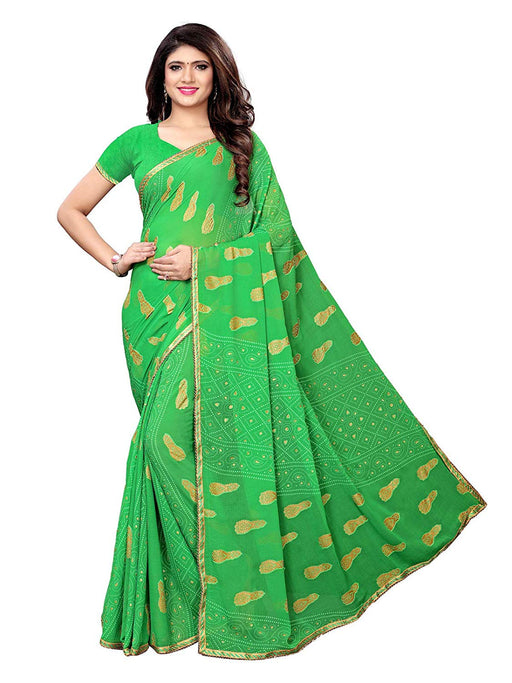 Green Color Chiffon Saree only in Bigswipe