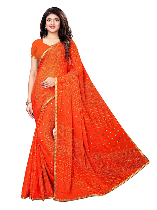 Orange Color Chiffon Saree only in Bigswipe