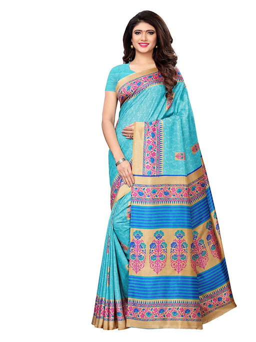 Blue, Multi Color Vichitra Silk (Art Silk) Saree only in Bigswipe