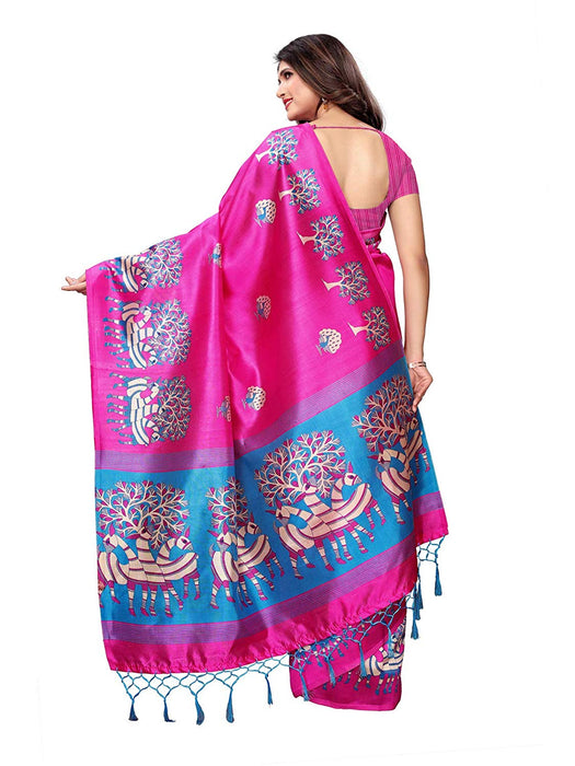 Pink, Blue, Multi Color Poly Silk Saree only in Bigswipe