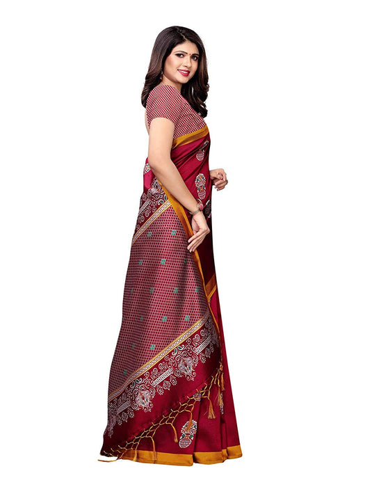 Maroon, Multi Color Poly Silk Saree only in Bigswipe