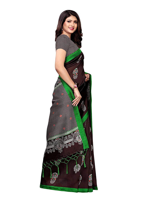 Brown, Multi Color Poly Silk Saree only in Bigswipe