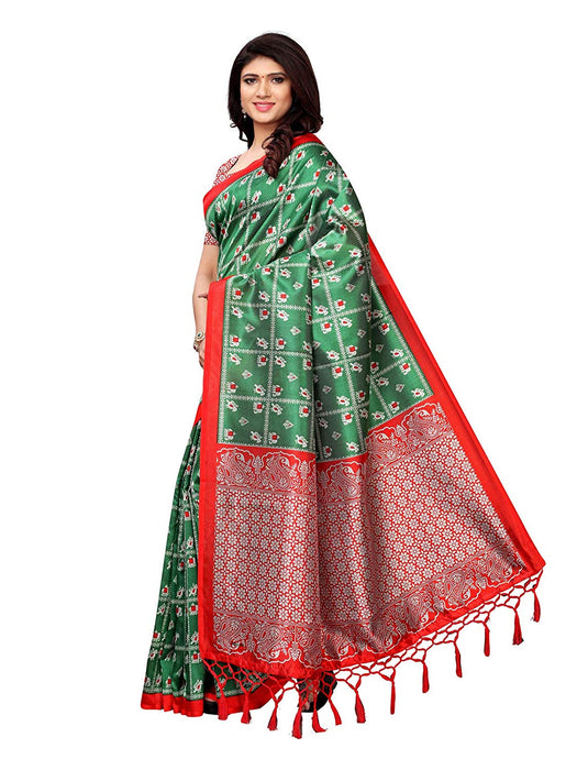 Green, Multi Color Poly Silk Saree only in Bigswipe