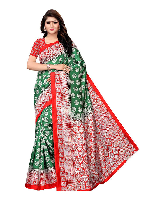 Green, Red Color Poly Silk Saree only in Bigswipe