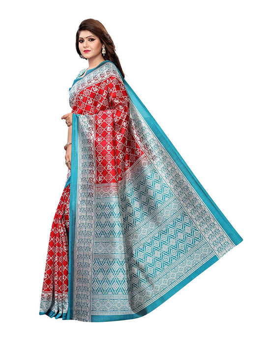 Maroon, Turquoise Color Poly Silk Saree only in Bigswipe