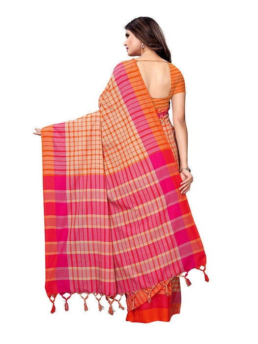 Beige, Pink, Orange Color Cotton Silk Saree only in Bigswipe