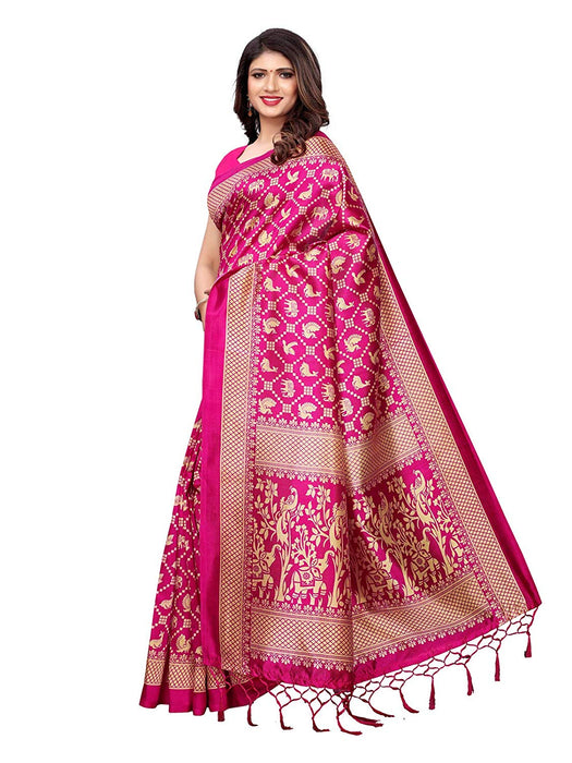 Pink, Beige Color Poly Silk Saree only in Bigswipe