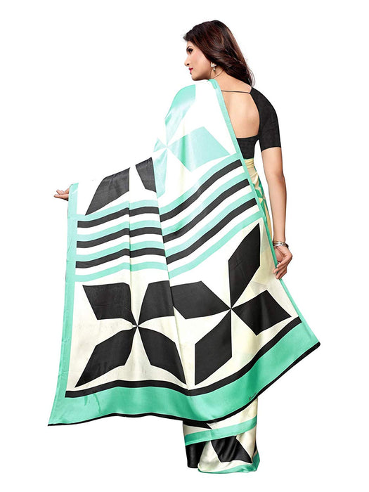 Off White,Turquoise, Multi Color Satin Saree only in Bigswipe