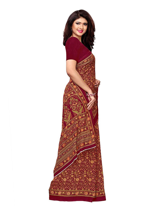 Maroon, Multi Color Crepe Saree only in Bigswipe