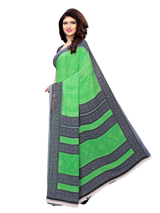 Green, Grey Color Crepe Saree only in Bigswipe