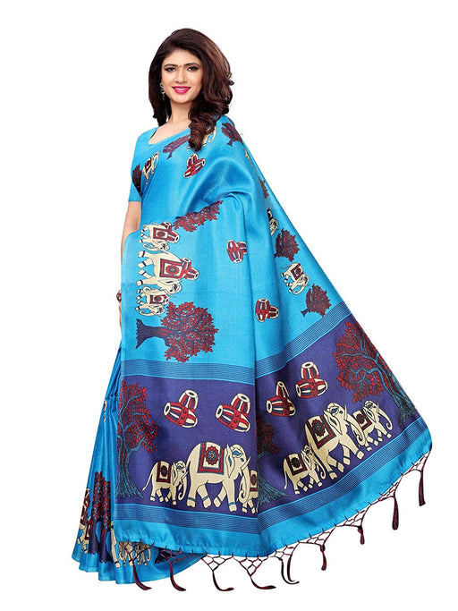 Blue, Navy Blue Color Art Silk Saree only in Bigswipe