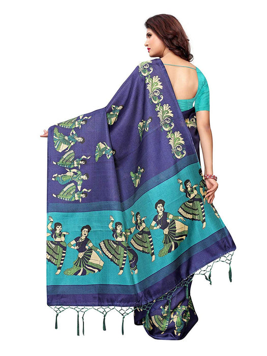 Navy Blue, Turquoise Color Art Silk Saree only in Bigswipe