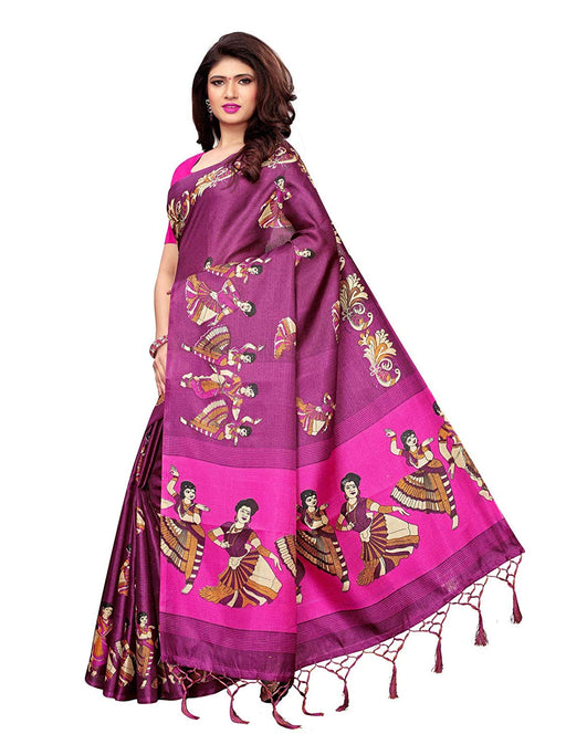 Purple,Pink Color Art Silk Saree