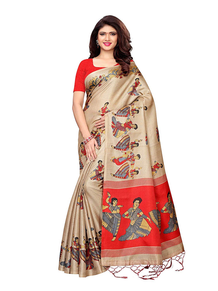 Beige, Maroon Color Art Silk Saree only in Bigswipe