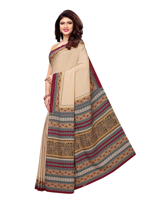 Beige, Multi Color Crepe Saree only in Bigswipe