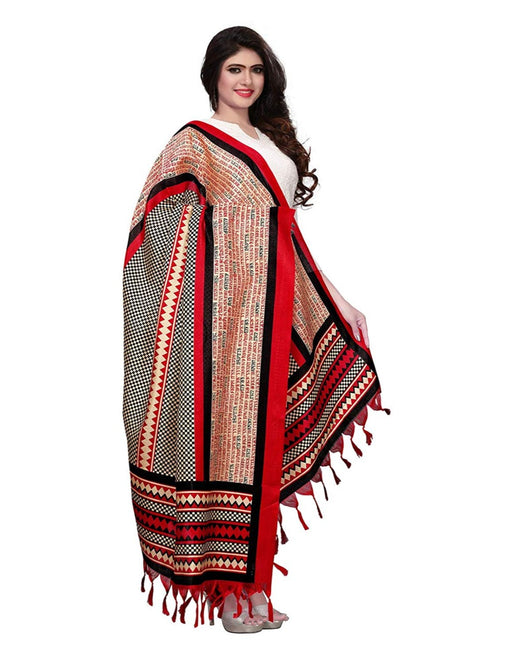 Black, Red Color Bhagalpuri Dupatta only in Bigswipe