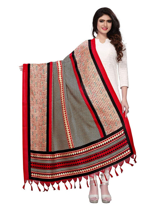 Black, Red Color Bhagalpuri Dupatta only in Bigswipe