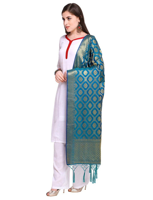 Turquoise Color Poly Silk Dupatta