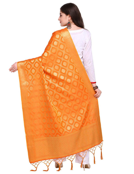 Orange Color Poly Silk Dupatta only in Bigswipe