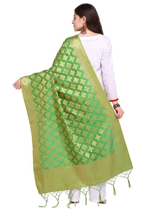 Green Color Poly Silk Dupatta only in Bigswipe