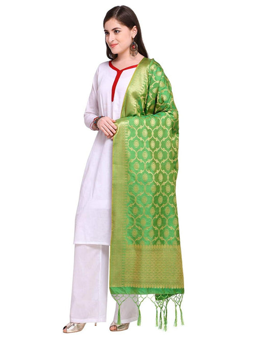 Green Color Poly Silk Dupatta only in Bigswipe