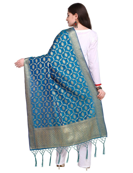 Turquoise Color Poly Silk Dupatta