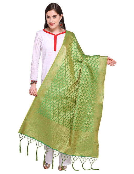 Green Color Poly Silk Dupatta only in Bigswipe