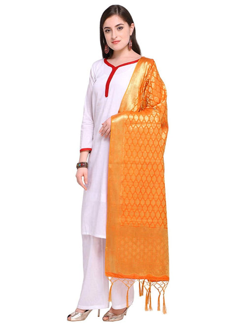 Orange Color Poly Silk Dupatta only in Bigswipe