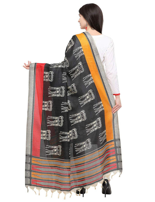 Black, Beige, Multi Color Bhagalpui Silk Dupatta only in Bigswipe