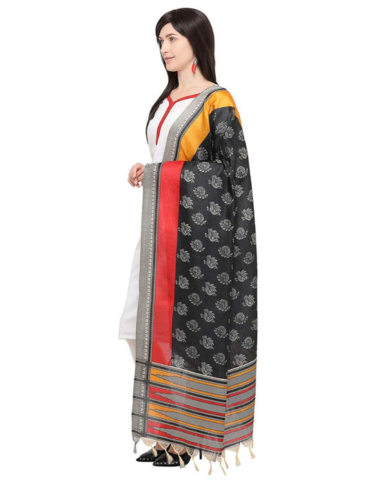 Black, Beige, Multi Color Bhagalpui Silk Dupatta only in Bigswipe