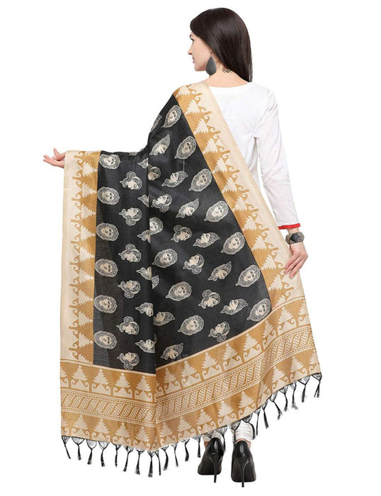 Black, Beige Color Bhagalpui Silk Dupatta only in Bigswipe