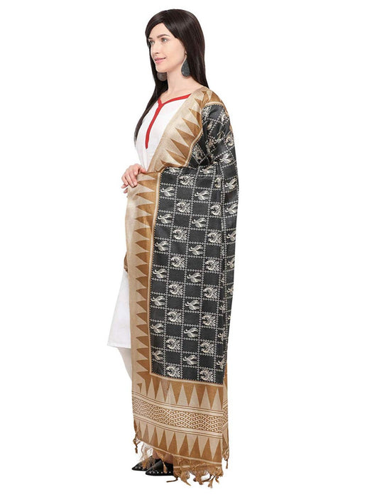 Black, Beige Color Bhagalpui Silk Dupatta only in Bigswipe