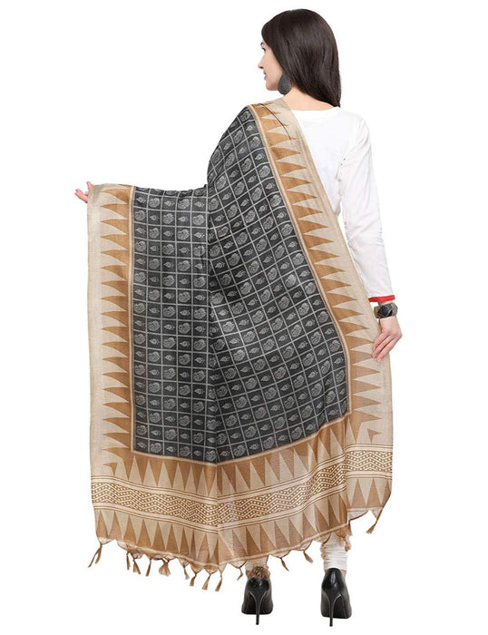 Black, Beige Color Bhagalpui Silk Dupatta only in Bigswipe