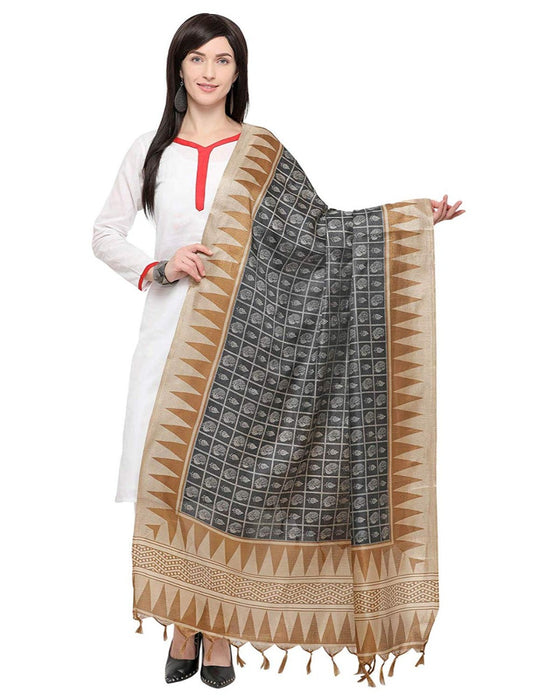 Black, Beige Color Bhagalpui Silk Dupatta only in Bigswipe