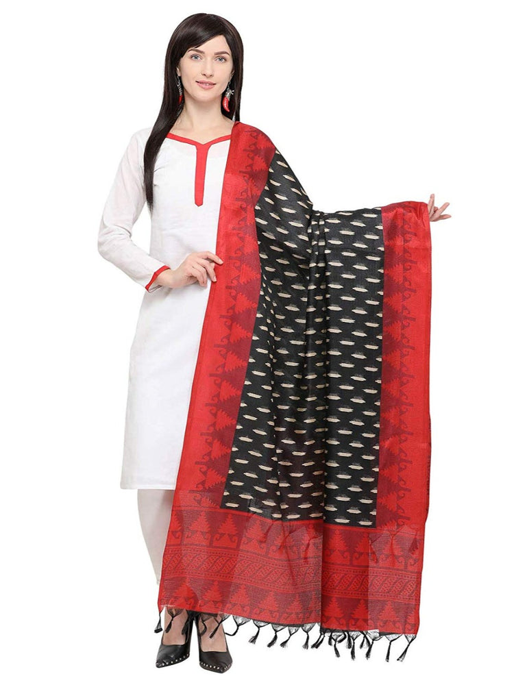 Black, Red, Beige Color Bhagalpui Silk Dupatta only in Bigswipe