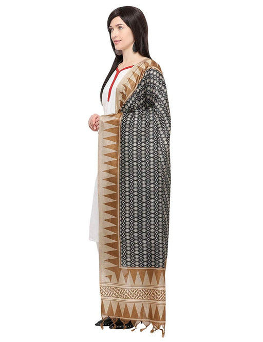 Black, Beige Color Bhagalpui Silk Dupatta only in Bigswipe