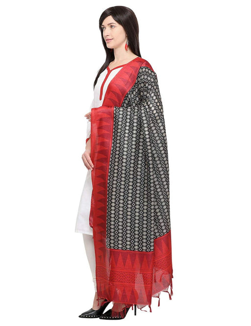 Red, Black , White Color Bhagalpui Silk Dupatta