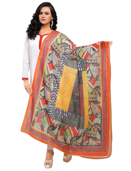 Orange, Multi Color Chinon Dupatta only in Bigswipe