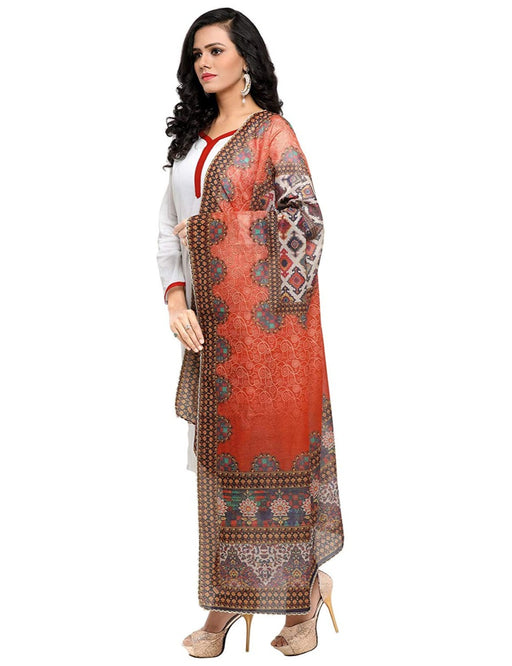 Orange, Multi Color Chinon Dupatta only in Bigswipe