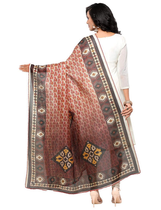 Dark Brown, Multi Color Mock Leno Dupatta only in Bigswipe